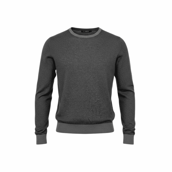MANI GAS Crew Neck Sweater M | Fine Knit | Two-Tone Grey
